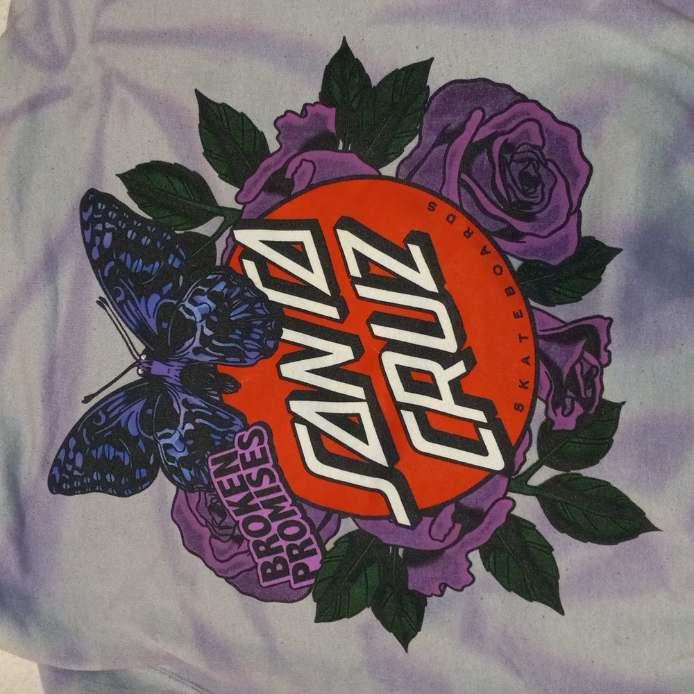 Santa Cruz x Broken Promises Womens Hoodie Size Small Butterfly Tie Dye Skater